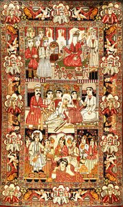 An Antique Pictorial Kirman Rug by Unbekannt