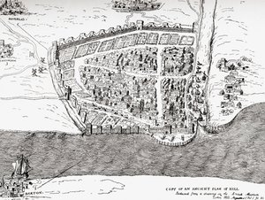 Ancient plan of Kingston upon Hull, East Riding of Yorkshire, England, from Picturesque History of Yorkshire, published c.1900 by Unknown