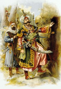 Arabian Nights: Ali Baba and the Forty Thieves: the leader of thieves saying "Open Sesame", advertisement for "Le Bon Marche" c. 1900 by Unbekannter Künstler