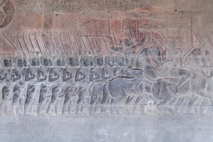 Bas Reliefs on the Southern Gallery of Angkor Wat, Cambodia by Unbekannter Künstler