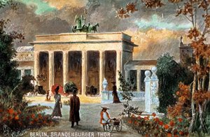 Berlin - Brandenburg Gate. View of the Brandenburg Gate, with flowers and passers-by, end of 19th/20th century by Unbekannter Künstler