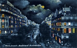 Boulevard Montmartre at night, Paris, c. 1900 by Unbekannter Künstler