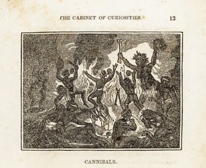 Cannibals dancing around a fire by Unbekannter Künstler