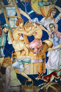 Ceramic tile panel depicting harvest, Detail by William M. Timlin