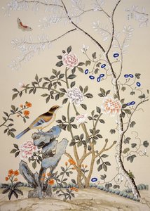 Chinoiserie wallpaper, Marble Hill House, Twickenham, Richmond, Middlesex, UK