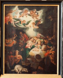 Church (Basilique Notre-Dame de Tongre). Interior. Triptich. The Birth. by Unbekannter Künstler