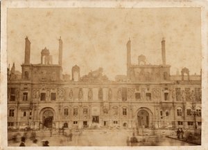 Commune of Paris (1871): view of the City Hall fire in May 1871 by Unbekannt