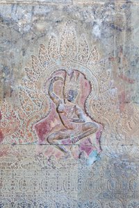 Dancing Apsara relief on the outer western wall, Angkor Wat, Cambodia