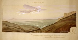 Debut of Aviation: John Moisant Makes the First Passenger Transport Over the Channel, Carrying His Mechanic in His Bleriot Two-Seater Plane, August 17, 1910 by Unbekannt