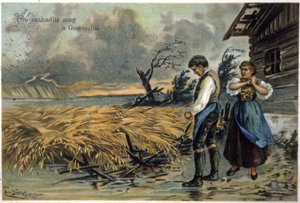 Deliver Us from Evil. Peasants After the Storm. c.1900 (Illustration) by Unbekannter Künstler