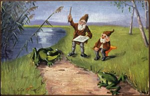 Dwarves and Frogs by Unbekannter Künstler