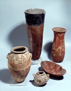 Egyptian antiquity: different types of ceramic and terracotta vases from the period Nagada I