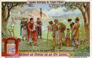 Emperor Constantine IV and settlers