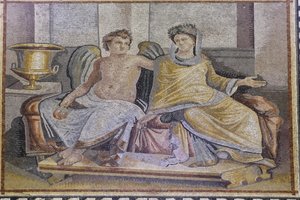 Eros and Psyche, mosaic from Zeugma, Zeugma Mosaic Museum, Gaziantep, Southeastern Anatolia Region, Anatolia, Turkey, Asia by Unbekannter Künstler