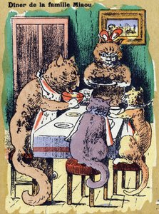Family Dinner Meow. Illustrated Alphabet. Imageries Reunited in Jarville-Nancy, Beginning of the 20th Century by Unbekannt