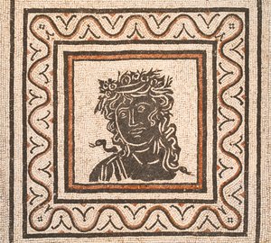 Floor mosaic with the image of a season in the centre, third century AD, National Museum of Rome, Rome, Italy