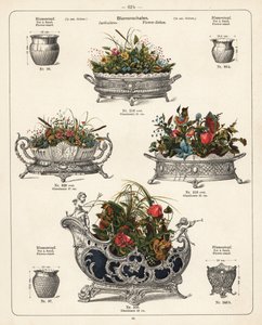 Flower Stands, Flower Dishes, Vases and Jardinieres. Lithograph from a Catalog of Metal Products Manufactured by Wuerttemberg Metalware Factory, Geislingen, Germany by Unbekannter Künstler