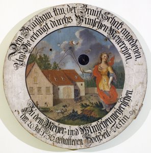 Franconian Museum Feuchtwangen Middle Franconian Bavaria Germany marksman target collection wedding target from 1756 with goddess Fortune