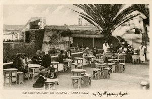 French and Moroccans at the Oudaya Café, Rabat