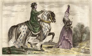 French King Charles IV and Jeanne de Flandre, Countess of Montfort, Engraving by Rebel by Unbekannt