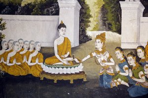 Fresco depicting a scene of the Buddha