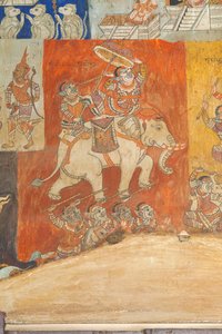 Frescoes adorning the walls of Wat Bo depicting scenes from the Reamker, Siem Reap, Cambodia by Unbekannter Künstler