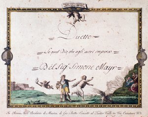 Frontispiece of duetto Se quel dio che agli astri impera by Giovanni Simone Mayr