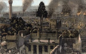 Greece, Saloniki (or Thessaloniki): View of the Upper City Partly Burned, Probably During the Fire of 1917 - Postcard 1914-1918