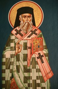 Greek Orthodox Icon Depicting a Saint Bishop