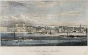 Greenwich Transport Company steamships in front of the Greenwich pier buildings by Unbekannter Künstler