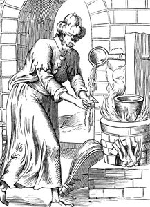 Gypsy Man Washing His Hands in Molten Lead, as Believed in the 16th Century by Unbekannter Künstler