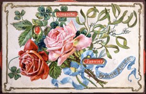 Happy Year Flowers, Early 20th Century (postcard) by Unbekannter Künstler