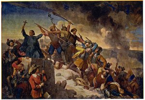 Defense of Prague in front of the Swedish army led by Hans Christoff von Königsmarck, July 25 by Unbekannter Künstler