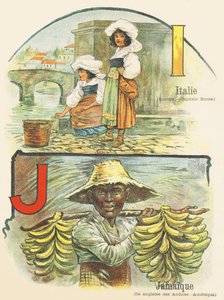 I J: Italy, Jamaica - ABC of Two Worlds. Emile Guerin, publisher, Paris, circa 1900.