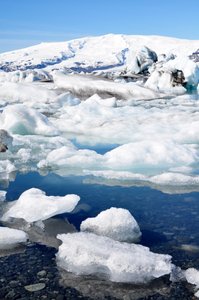 Icebergs and ice floes at Jokulsarlon Glacier Lagoon, Iceland