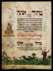 Illustration of Hare Hunt from Ashkenazi Hagadah by Unbekannter Künstler