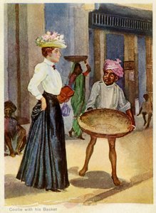 Indian servant standing before English lady by Unbekannter Künstler