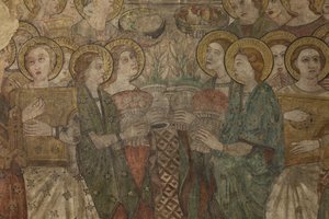 Interior. North crossing. Altar. Wall paintings (detail). End 14th century