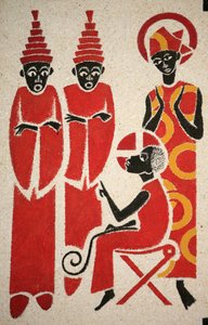 Jesus in the temple: The Keur Moussa abbey church fresco designed and painted in 1963 by Dom Georges Saget, Keur Moussa, Senegal