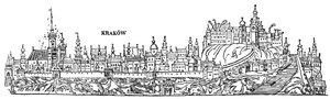 Sixteenth century view of Krakow, Poland by Unbekannter Künstler