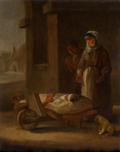 Patient Transport on Wheelbarrow by Unbekannter Künstler