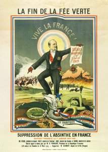 The End of the Green Fairy, lithograph during the ban on absinthe in France in 1915 by Unbekannt