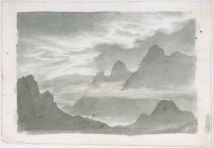 Layers of stratus, wreathing mountain slopes, c 1803-1811 by Unbekannter Künstler