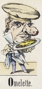 Letter O: Omelette. Alphabet of the Eastern Tale. Imaging of Epinal, circa 1890. Popular series.