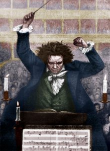 Ludwig van Beethoven conducting with baton - by Katzaroff. German composer by Unbekannt