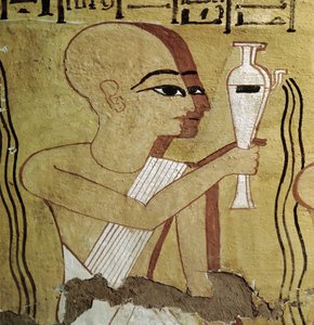 Luxor Thebes: Deir el Medineh, necropolis of artisans. Priests practicing purification. 19th Dynasty tomb by Leopold Blonder