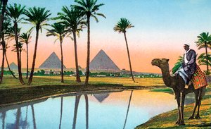 Man on a Camel Viewing the Pyramids of Gizeh