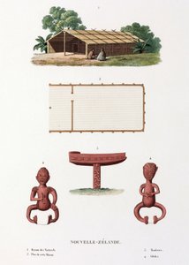Maori house and idols, New Zealand