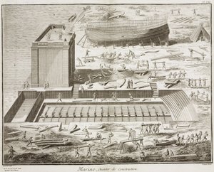 Marine, construction site in "The Encyclopedia" 1751-1772, by Denis Diderot (1713-1784) and Jean Le Rond d