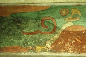 Temple of Jaguars, fresco of parrot, Teotihuacan, Mexico City, Mexico (1st century AD)